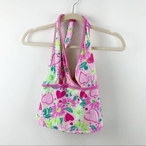 Lilly pulitzer bliss halter tankini top Pink/Green XS‎